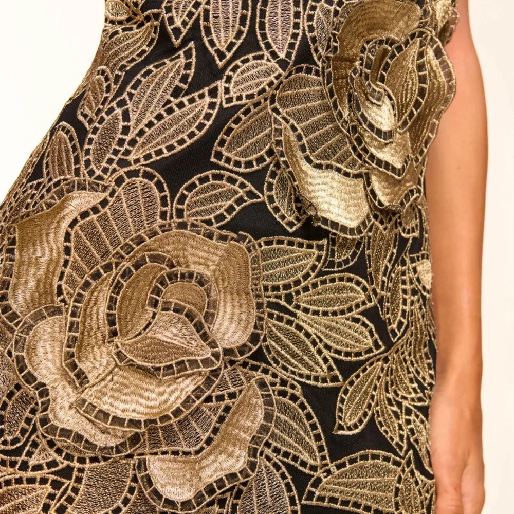 Ramy Brook Elegant Black and Gold Mini Dress - Picture 3 of 4